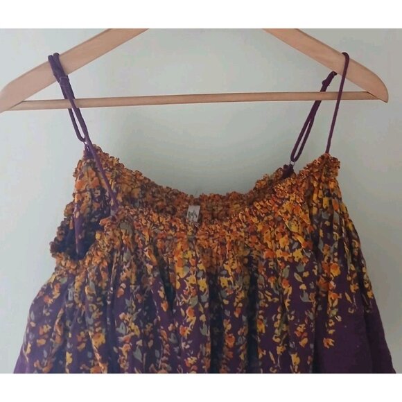 Free People Instant Crush Camisole Crop Top Size Small Burgundy Floral Tank - Picture 2 of 10